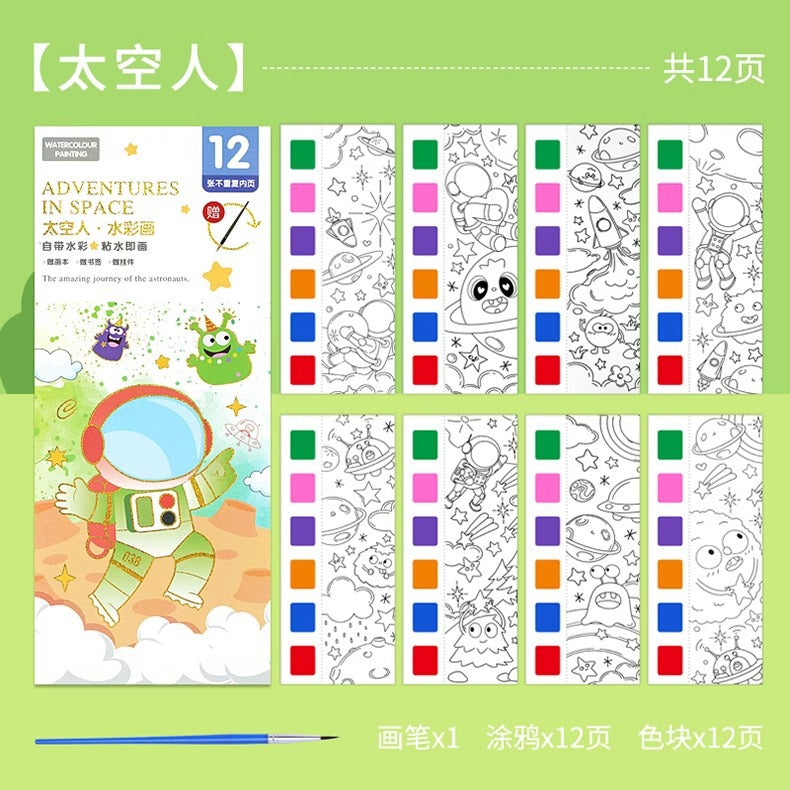 All-in-One Watercolour Painting Book with Built-In Paint & Brush