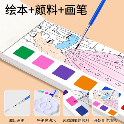All-in-One Watercolour Painting Book with Built-In Paint & Brush