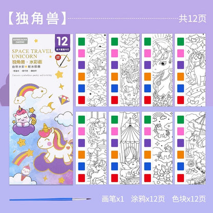 All-in-One Watercolour Painting Book with Built-In Paint & Brush