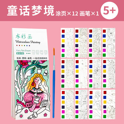 All-in-One Watercolour Painting Book with Built-In Paint & Brush