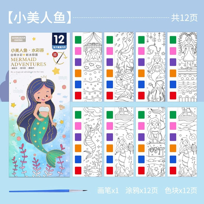 All-in-One Watercolour Painting Book with Built-In Paint & Brush