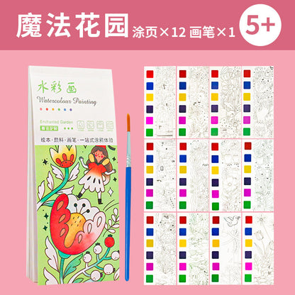 All-in-One Watercolour Painting Book with Built-In Paint & Brush