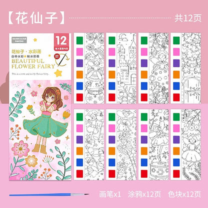 All-in-One Watercolour Painting Book with Built-In Paint & Brush