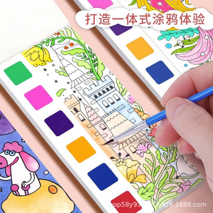All-in-One Watercolour Painting Book with Built-In Paint & Brush
