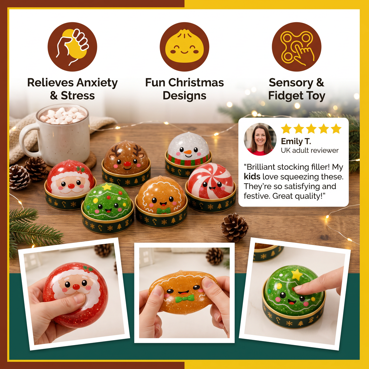 Christmas Dumpling Squishy Stress Relief Toy Set