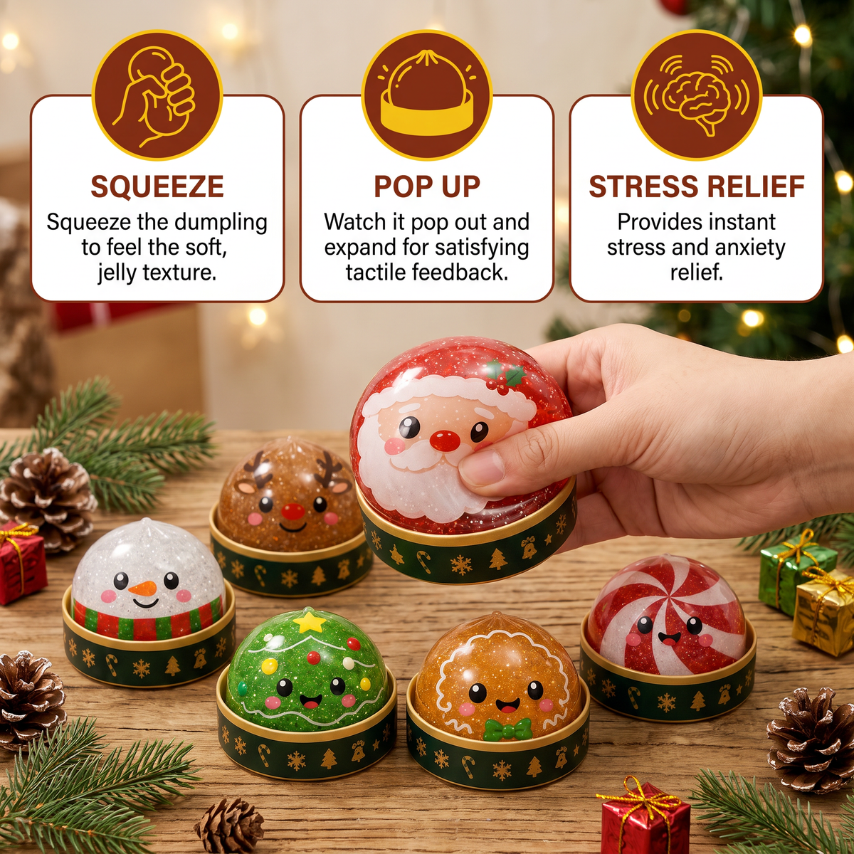 Christmas Dumpling Squishy Stress Relief Toy Set
