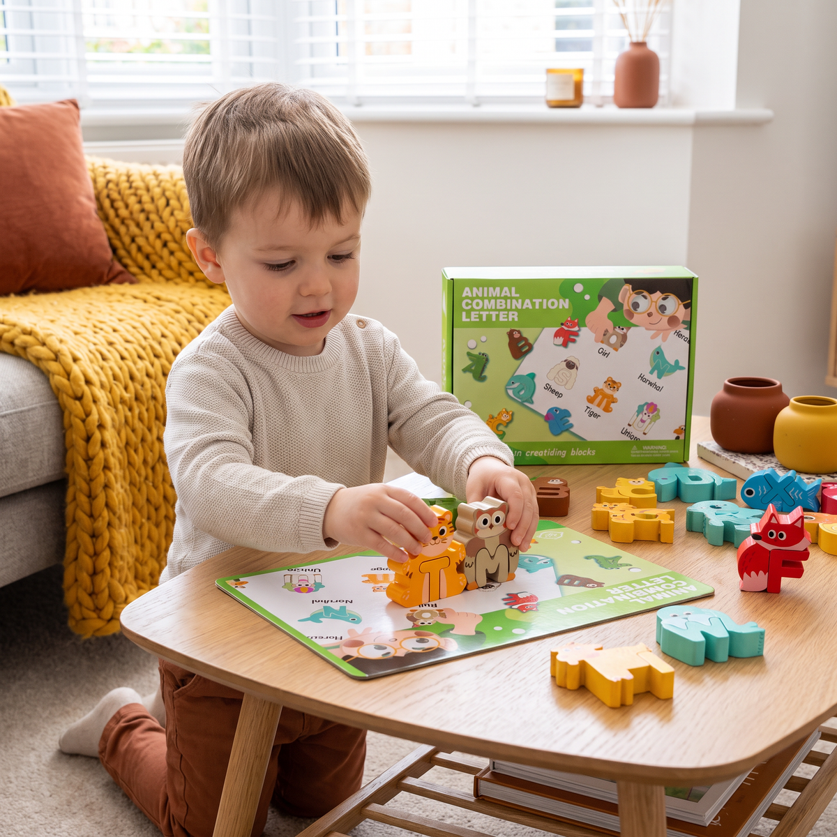 52-teiliges Montessori-3D-Alphabet-Bausteinset