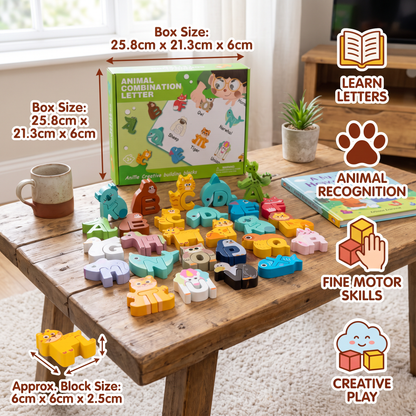 52-teiliges Montessori-3D-Alphabet-Bausteinset