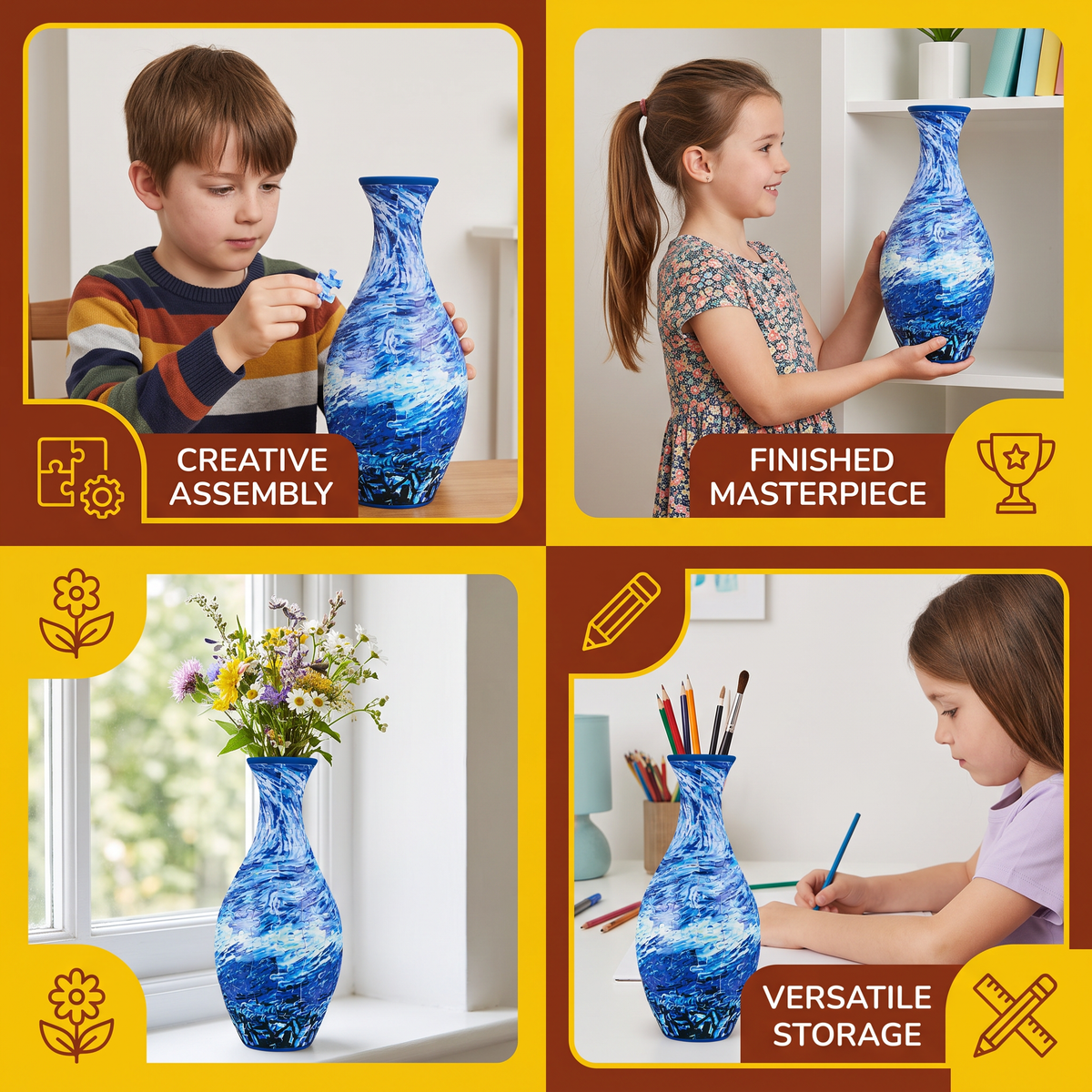 DIY 3D Jigsaw Puzzle Flower Vase