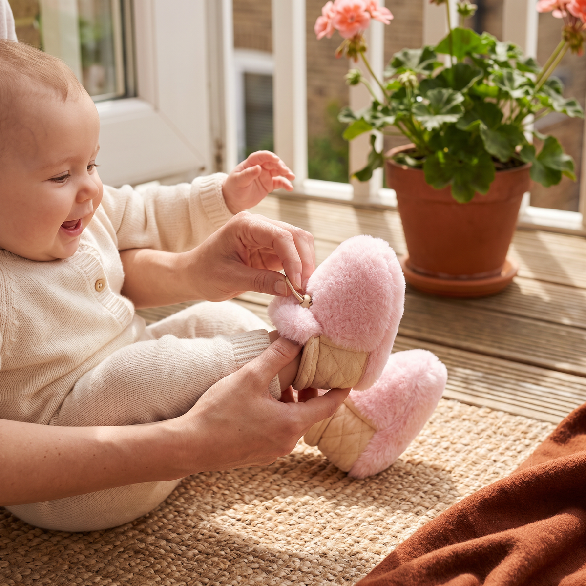 Warm & Cozy Fleece-Lined Cotton Baby Booties with Soft Soles
