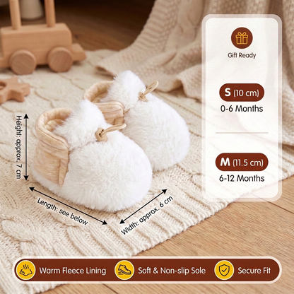 Warm & Cozy Fleece-Lined Cotton Baby Booties with Soft Soles