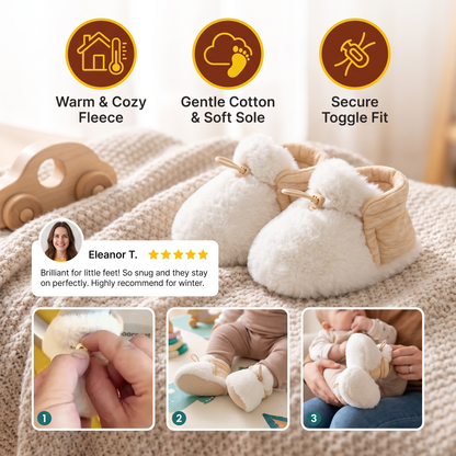 Warm & Cozy Fleece-Lined Cotton Baby Booties with Soft Soles