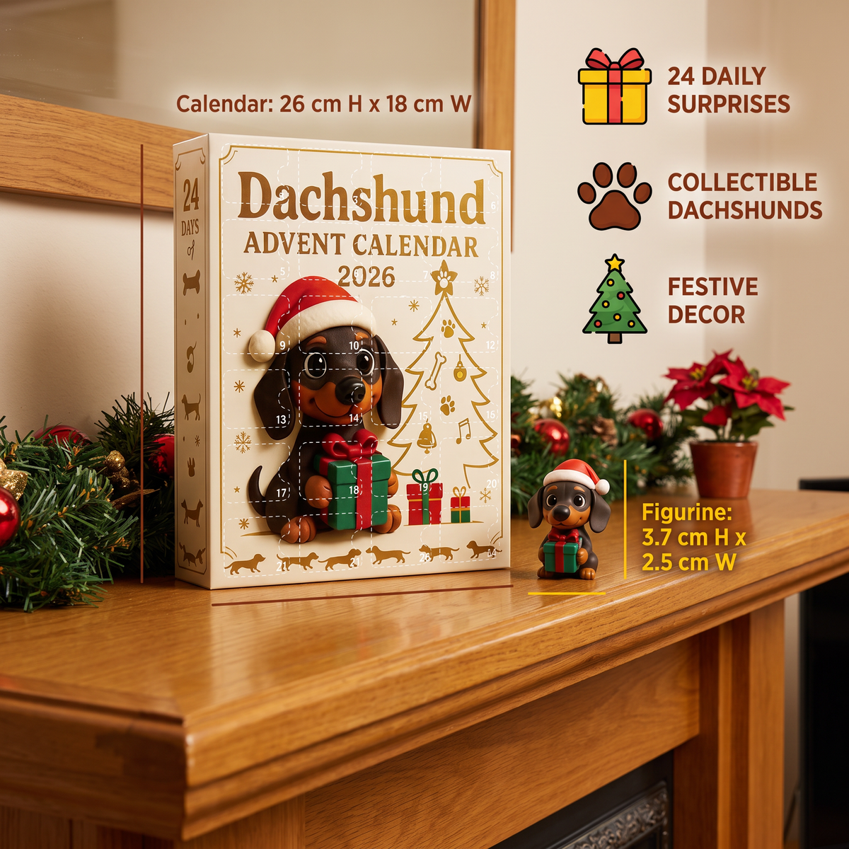 24-Day Dachshund Advent Calendar with Surprise Figurines