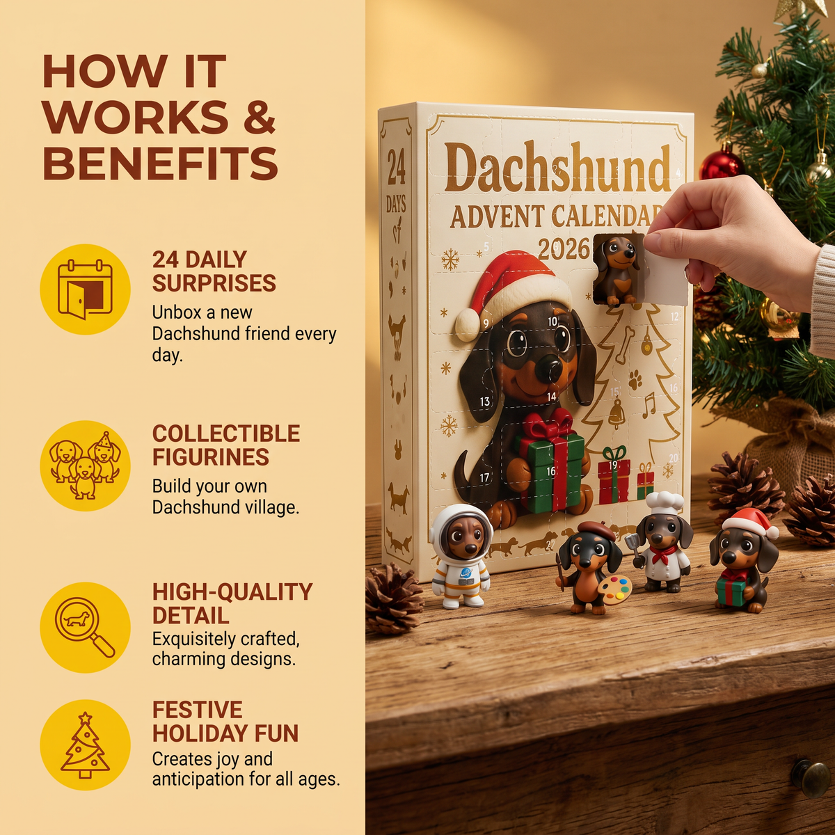 24-Day Dachshund Advent Calendar with Surprise Figurines
