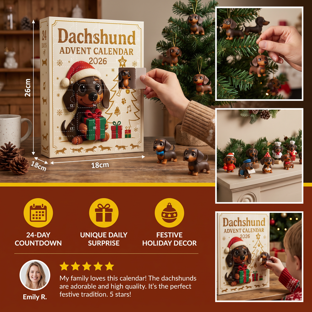 24-Day Dachshund Advent Calendar with Surprise Figurines