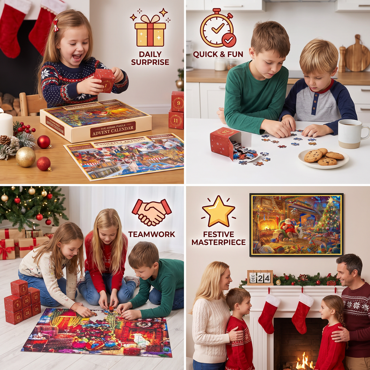 Christmas Jigsaw Puzzle Advent Calendar – 1008-Piece 24-Day Countdown Puzzle Set