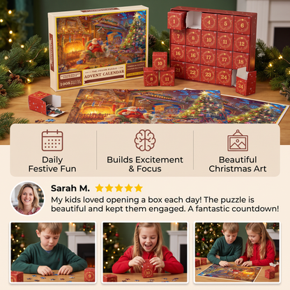 Christmas Jigsaw Puzzle Advent Calendar – 1008-Piece 24-Day Countdown Puzzle Set