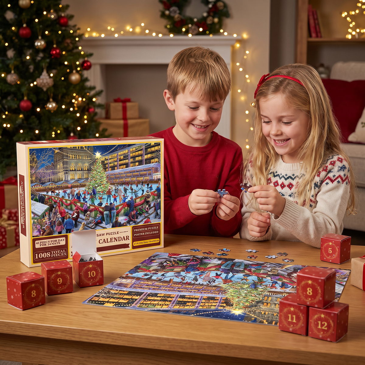 Christmas Jigsaw Puzzle Advent Calendar – 1008-Piece 24-Day Countdown Puzzle Set