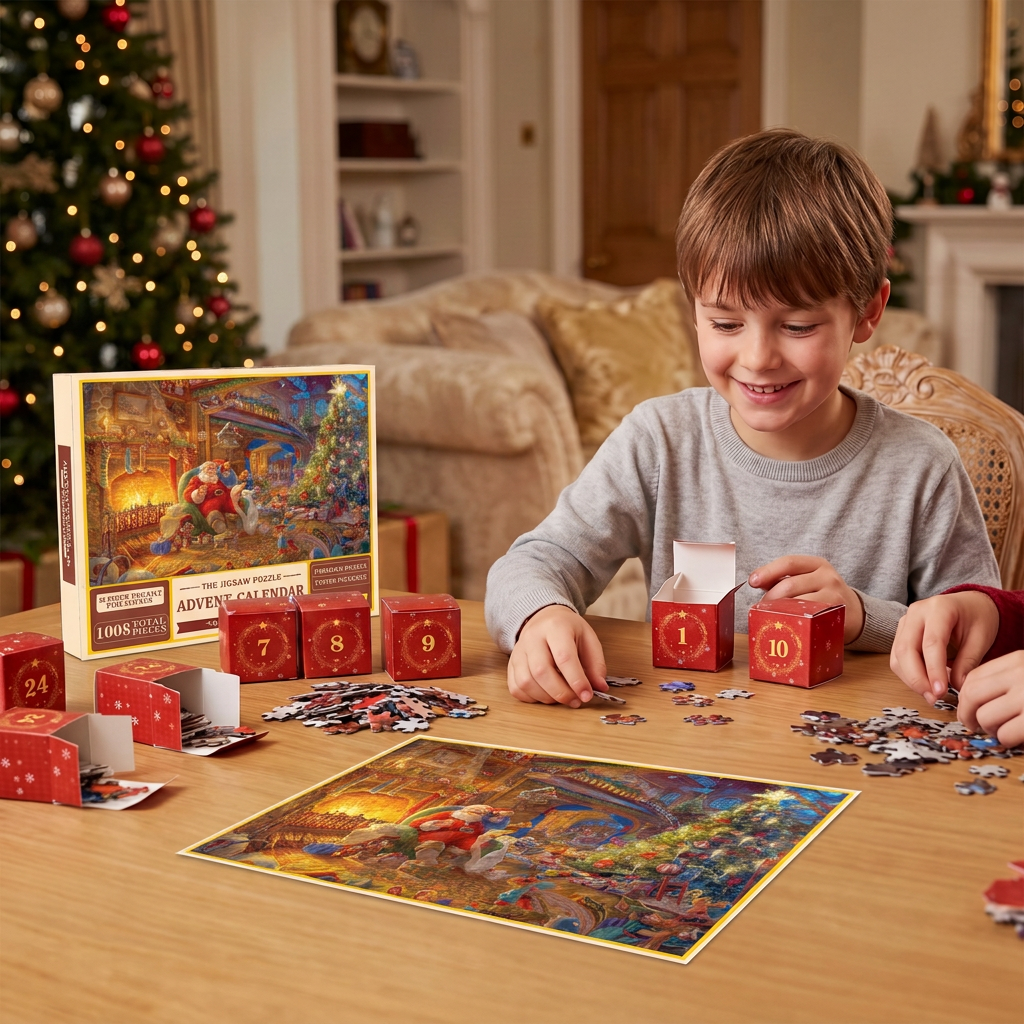 Christmas Jigsaw Puzzle Advent Calendar – 1008-Piece 24-Day Countdown Puzzle Set
