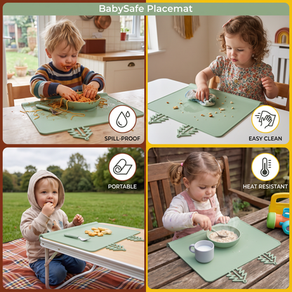 BabySafe Practical & Hygienic Silicone Baby Placemat with Raised Edge