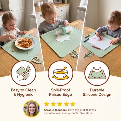 BabySafe Practical & Hygienic Silicone Baby Placemat with Raised Edge