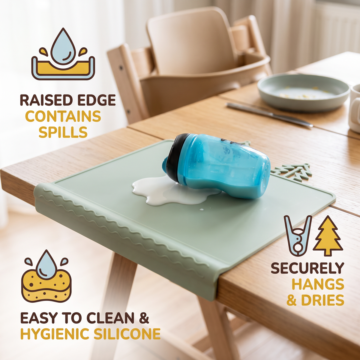 BabySafe Practical & Hygienic Silicone Baby Placemat with Raised Edge