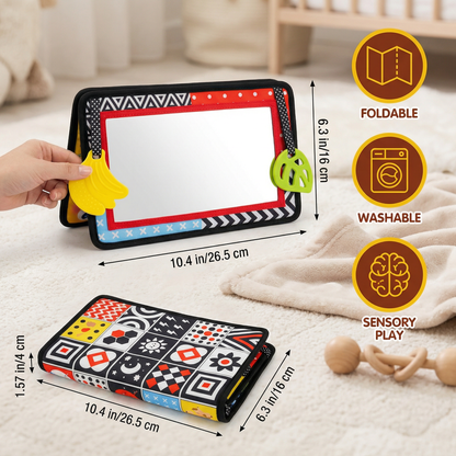 Interactive Baby Mirror Book – Foldable & Washable Soft Cloth Toy