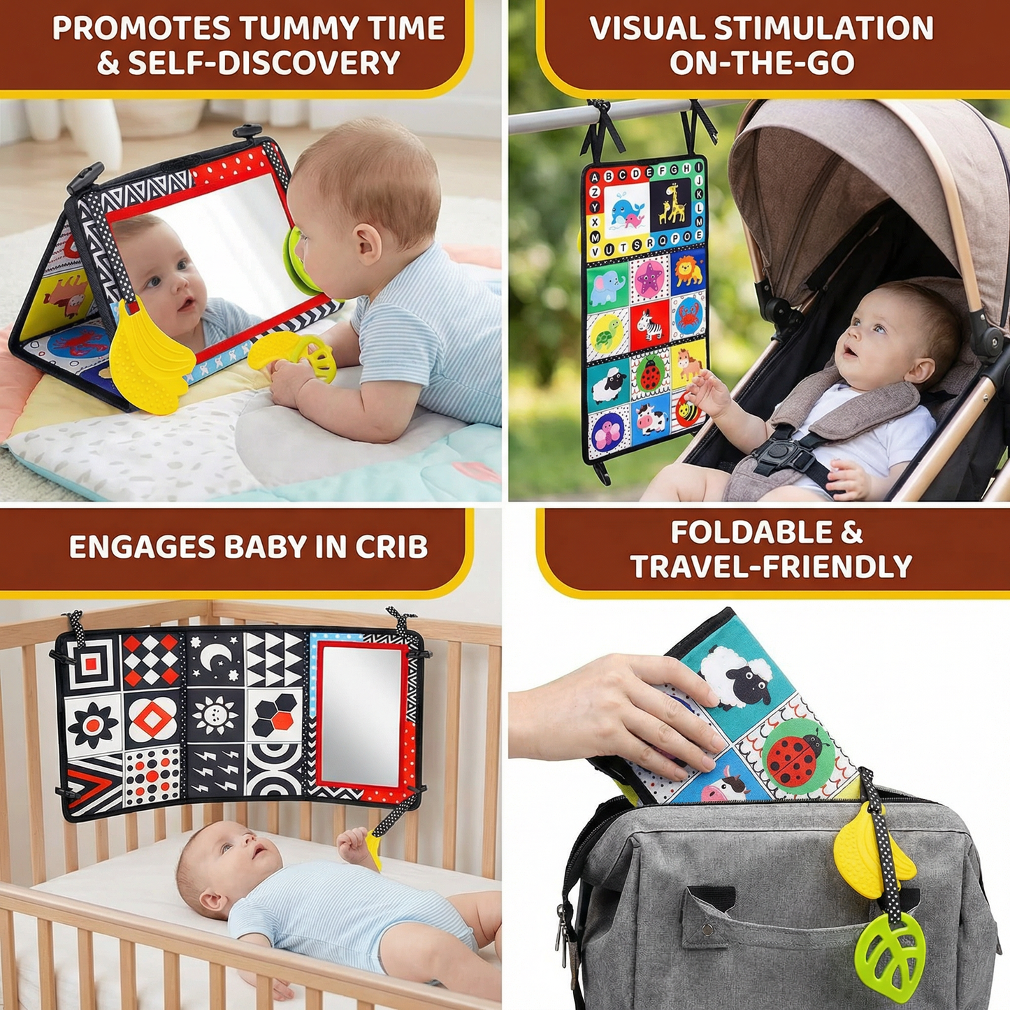 Interactive Baby Mirror Book – Foldable & Washable Soft Cloth Toy