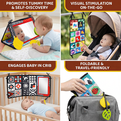 Interactive Baby Mirror Book – Foldable & Washable Soft Cloth Toy