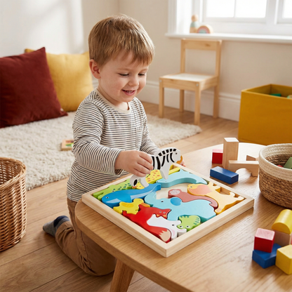 Wooden Learning Puzzle for Kids – Shape & Color Matching, Fine Motor Skills Toy