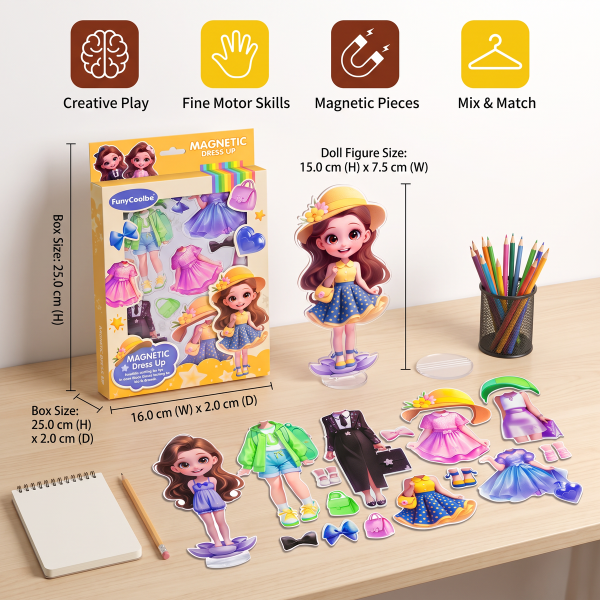 Magnetic Dress-Up Doll Set with Interchangeable Outfits