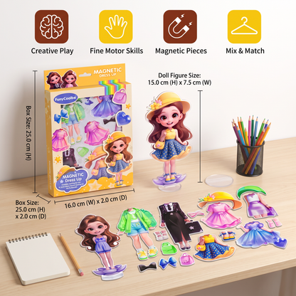 Magnetic Dress-Up Doll Set with Interchangeable Outfits