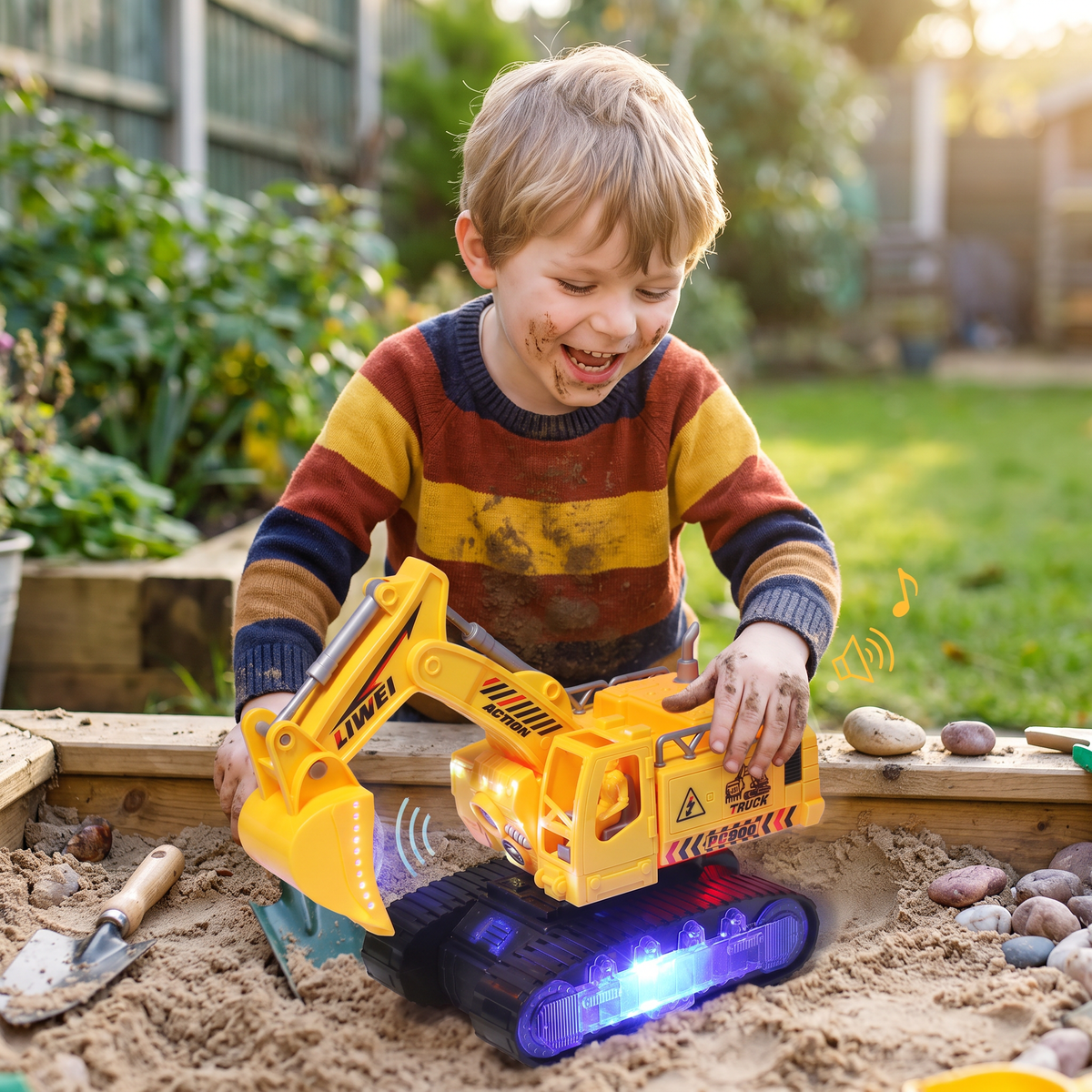 Electric Transforming Robot Excavator Toy with Lights & Sounds