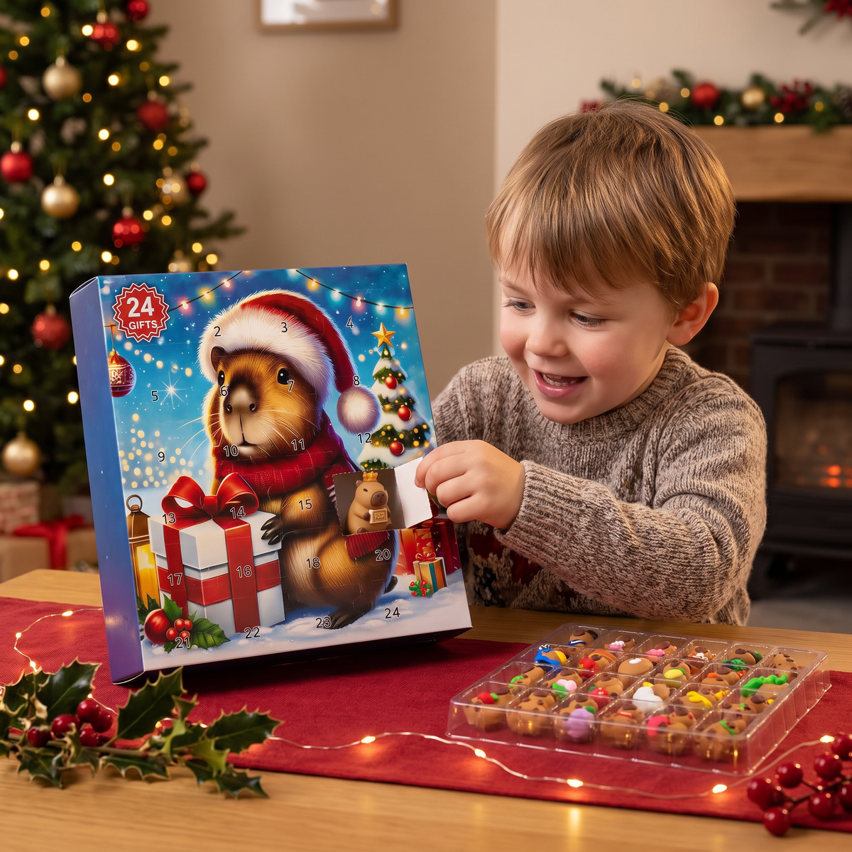 24-Day Capybara Christmas Advent Calendar - 24 Cute Mini Figures