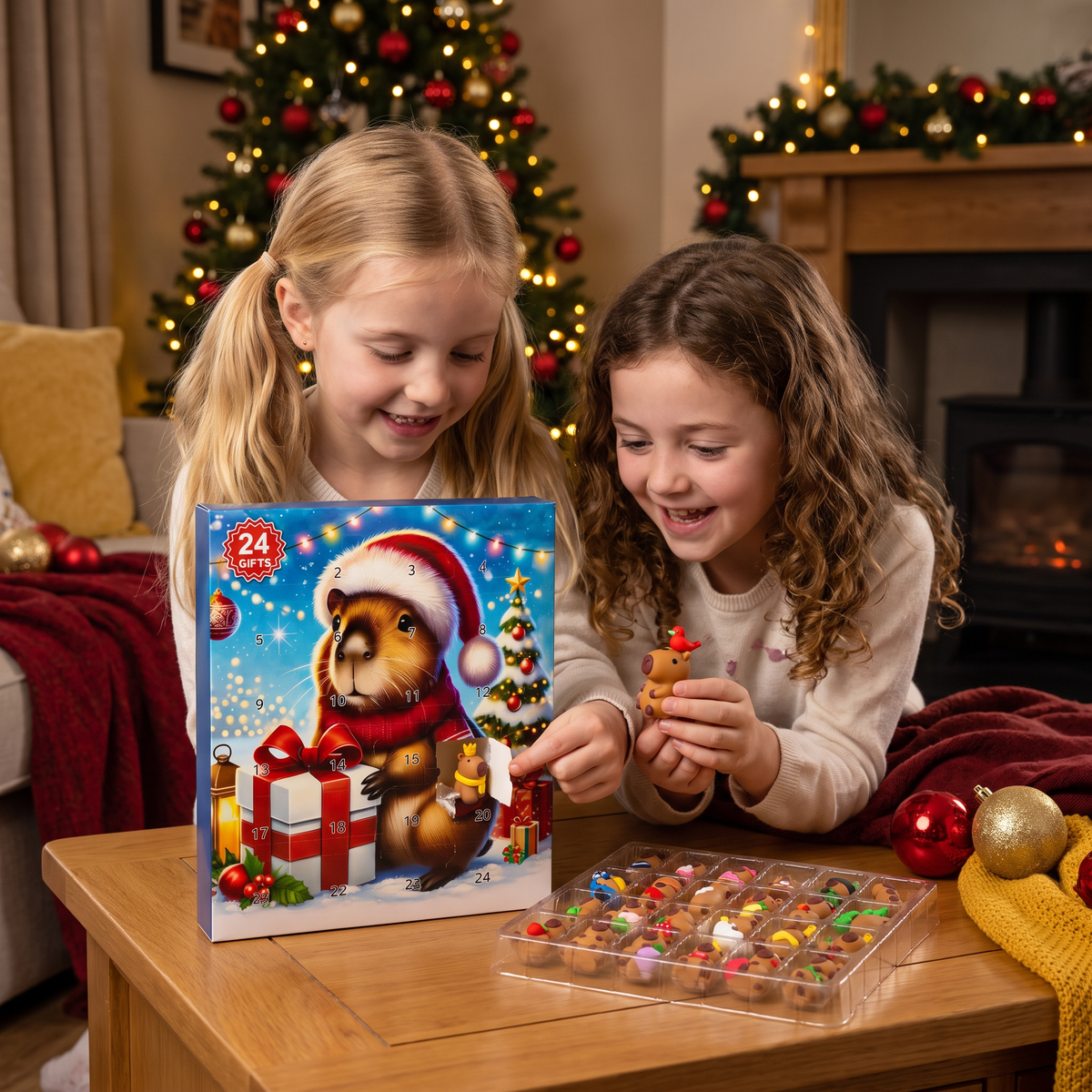 24-Day Capybara Christmas Advent Calendar - 24 Cute Mini Figures