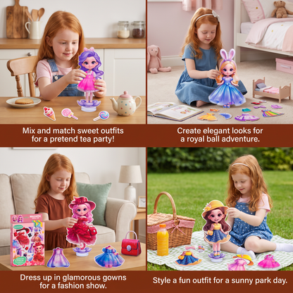 Magnetic Dress-Up Doll Set with Interchangeable Outfits