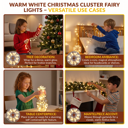 Warm White Christmas Cluster Fairy Lights