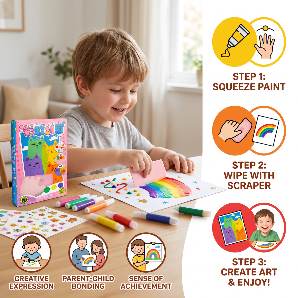 Creative Rainbow Colours Wipe Art Set