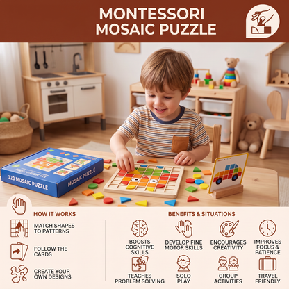 Montessori Mosaic Puzzle Colours and Shapes Game