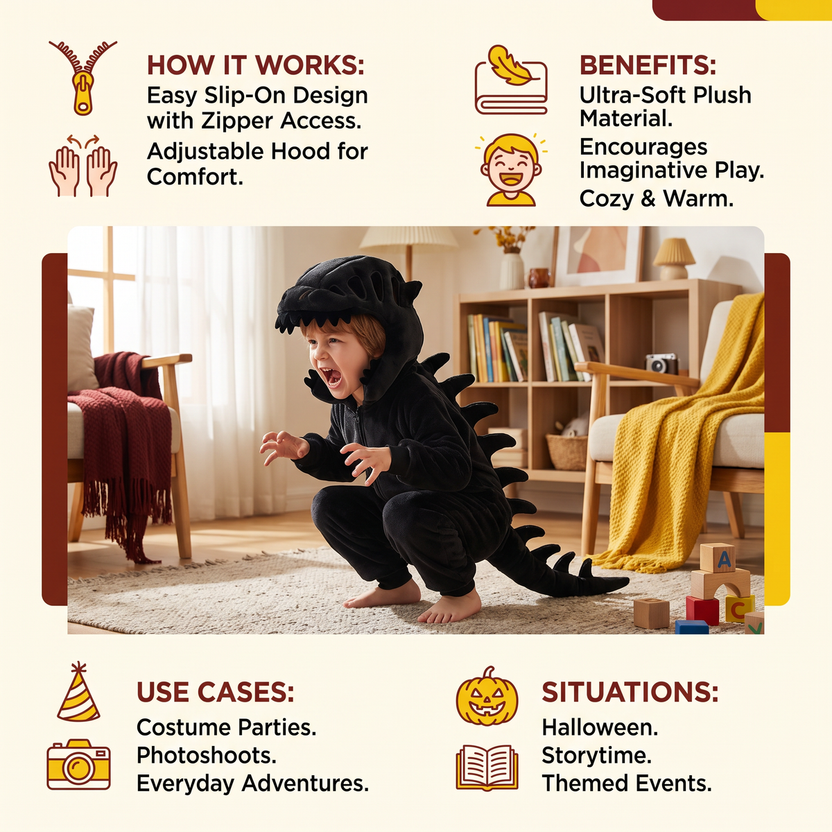 Funny Dinosaur Skeleton Plush Costume