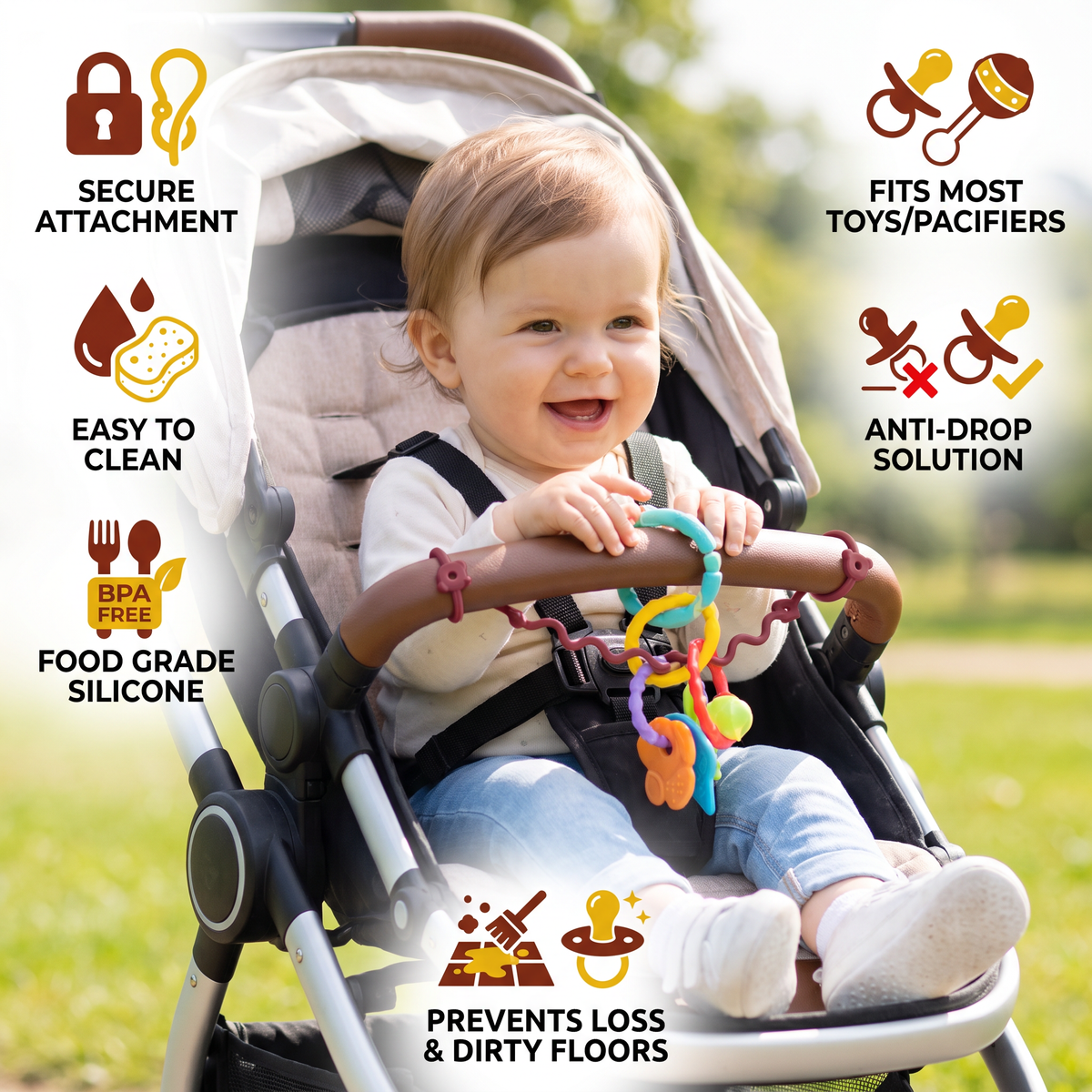 Universal Silicone Anti-Drop Toy & Pacifier Strap