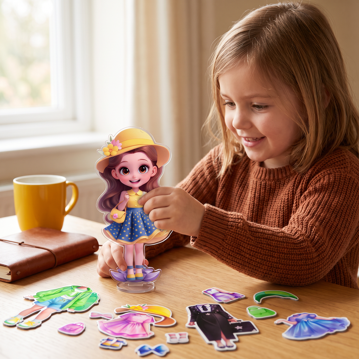 Magnetic Dress-Up Doll Set with Interchangeable Outfits