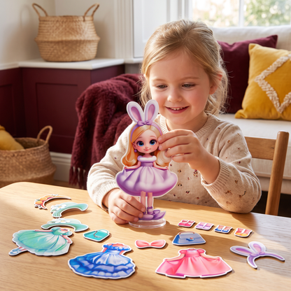Magnetic Dress-Up Doll Set with Interchangeable Outfits