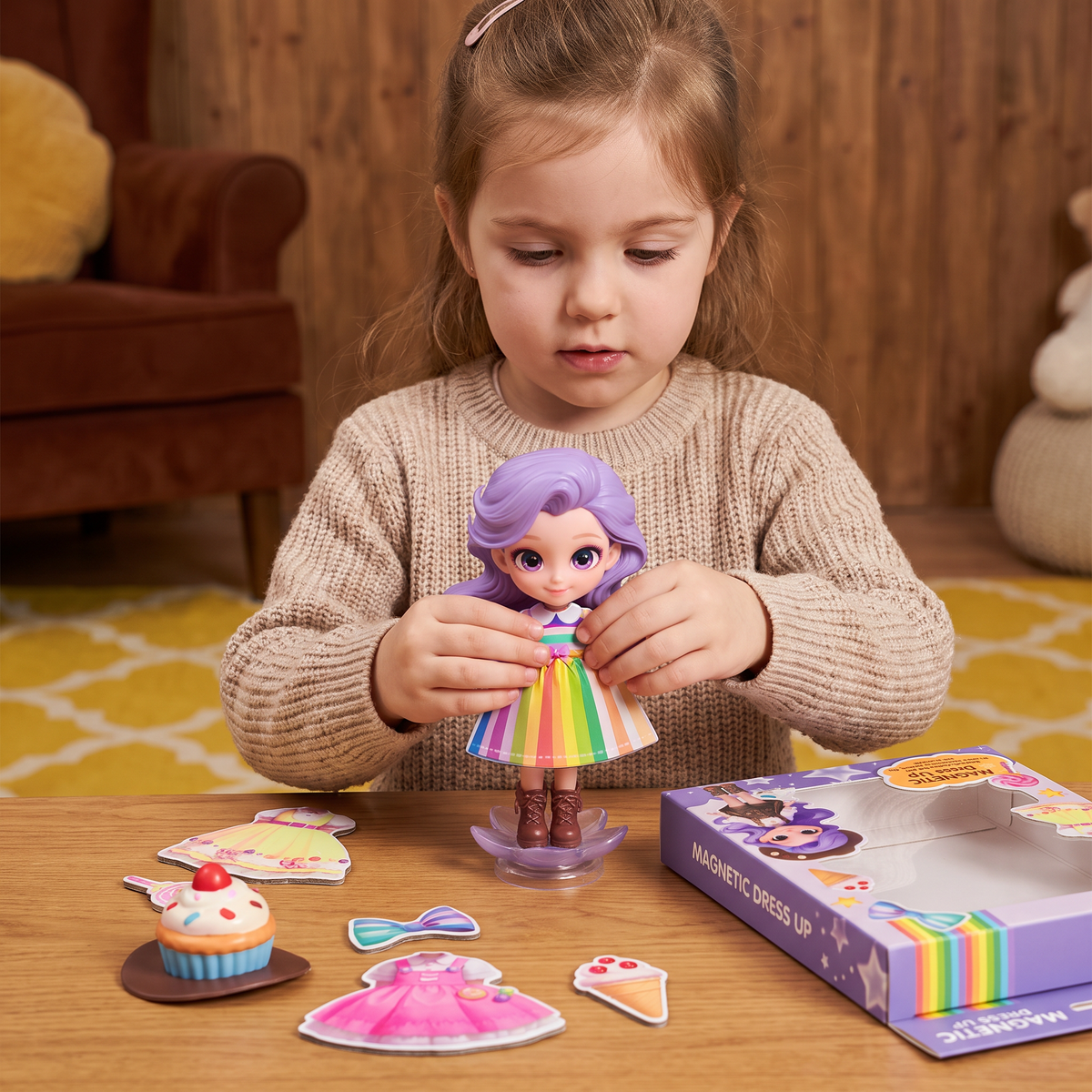 Magnetic Dress-Up Doll Set with Interchangeable Outfits
