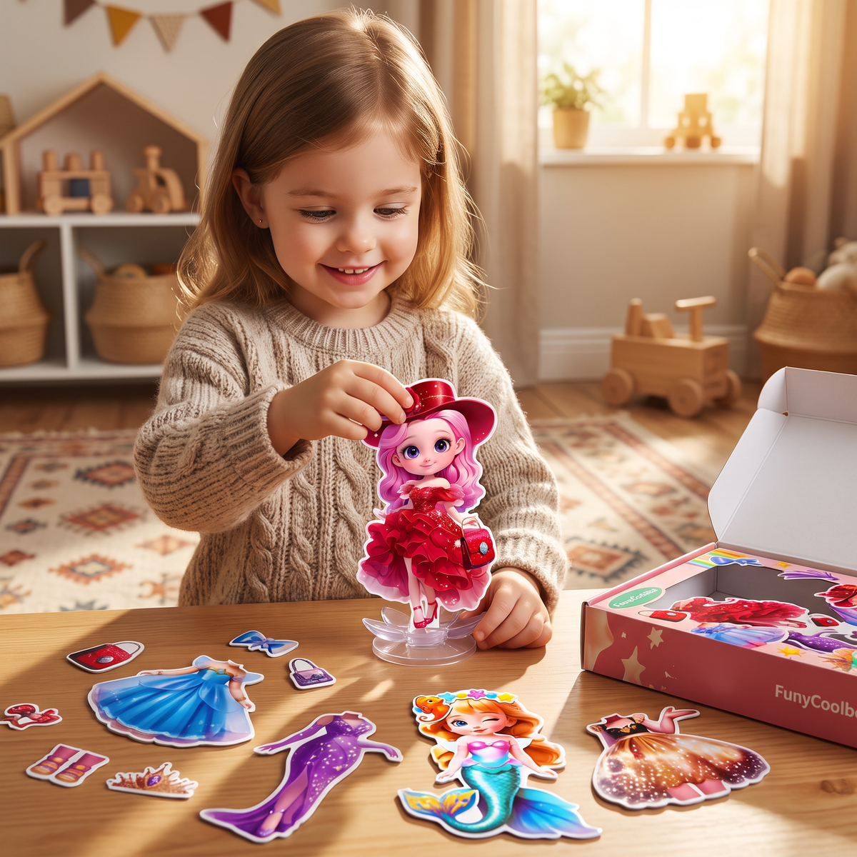 Magnetic Dress-Up Doll Set with Interchangeable Outfits
