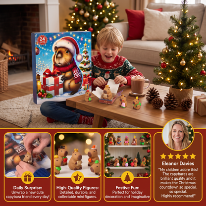 24-Day Capybara Christmas Advent Calendar - 24 Cute Mini Figures