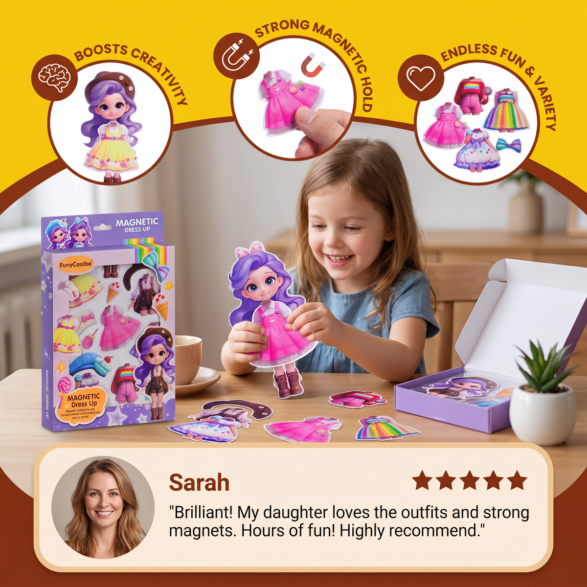 Magnetic Dress-Up Doll Set with Interchangeable Outfits