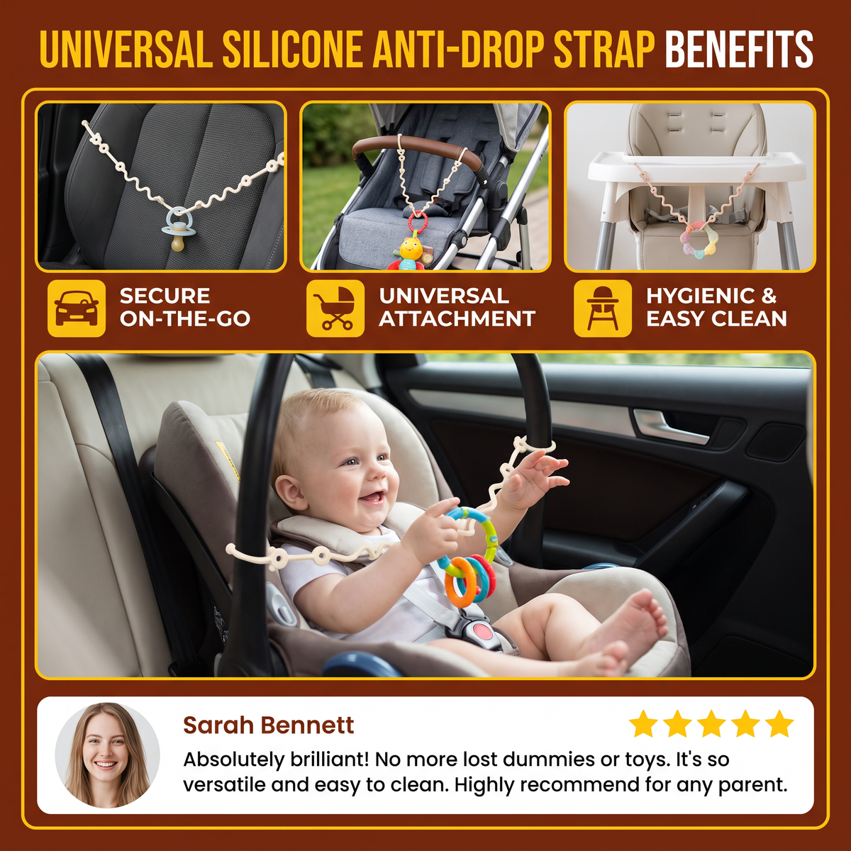 Universal Silicone Anti-Drop Toy & Pacifier Strap