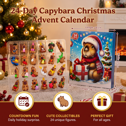 24-Day Capybara Christmas Advent Calendar - 24 Cute Mini Figures