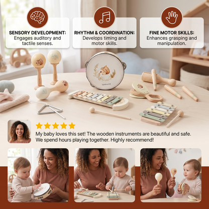 Montessori Wooden Musical Instruments Set for Babies – Sensory Learning Toy